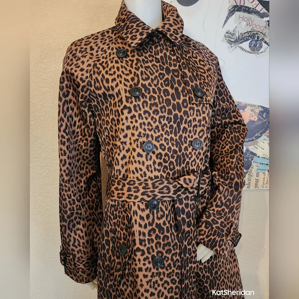 NWT Rebecca Minkoff LEOPARD Animal Print MAXI TRENCH Coat - Picture 8 of 14